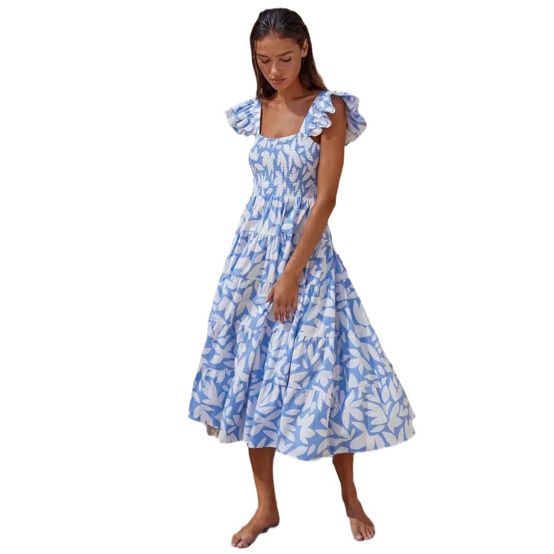 Chic & Stil Women's airy midi dress with ruffled sleeves and flared hem