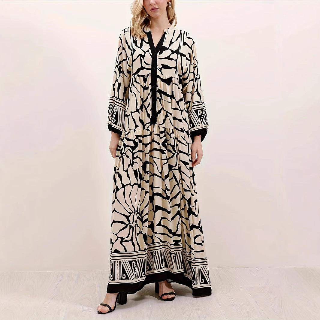 Chic and Stylish Floral Design Maxi Boho Dress for Women