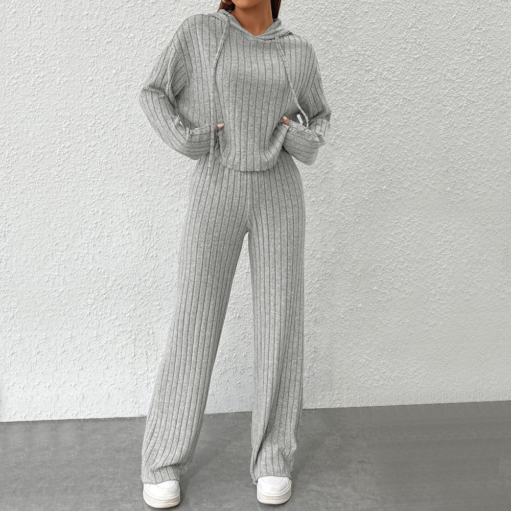 Ensemble tricot décontracté pour femmes avec hoodie casual et jambes larges Chic & Stil