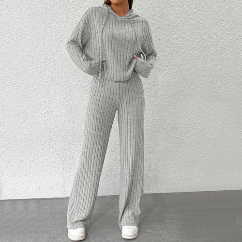 Ensemble tricot décontracté pour femmes avec hoodie casual et jambes larges Chic & Stil