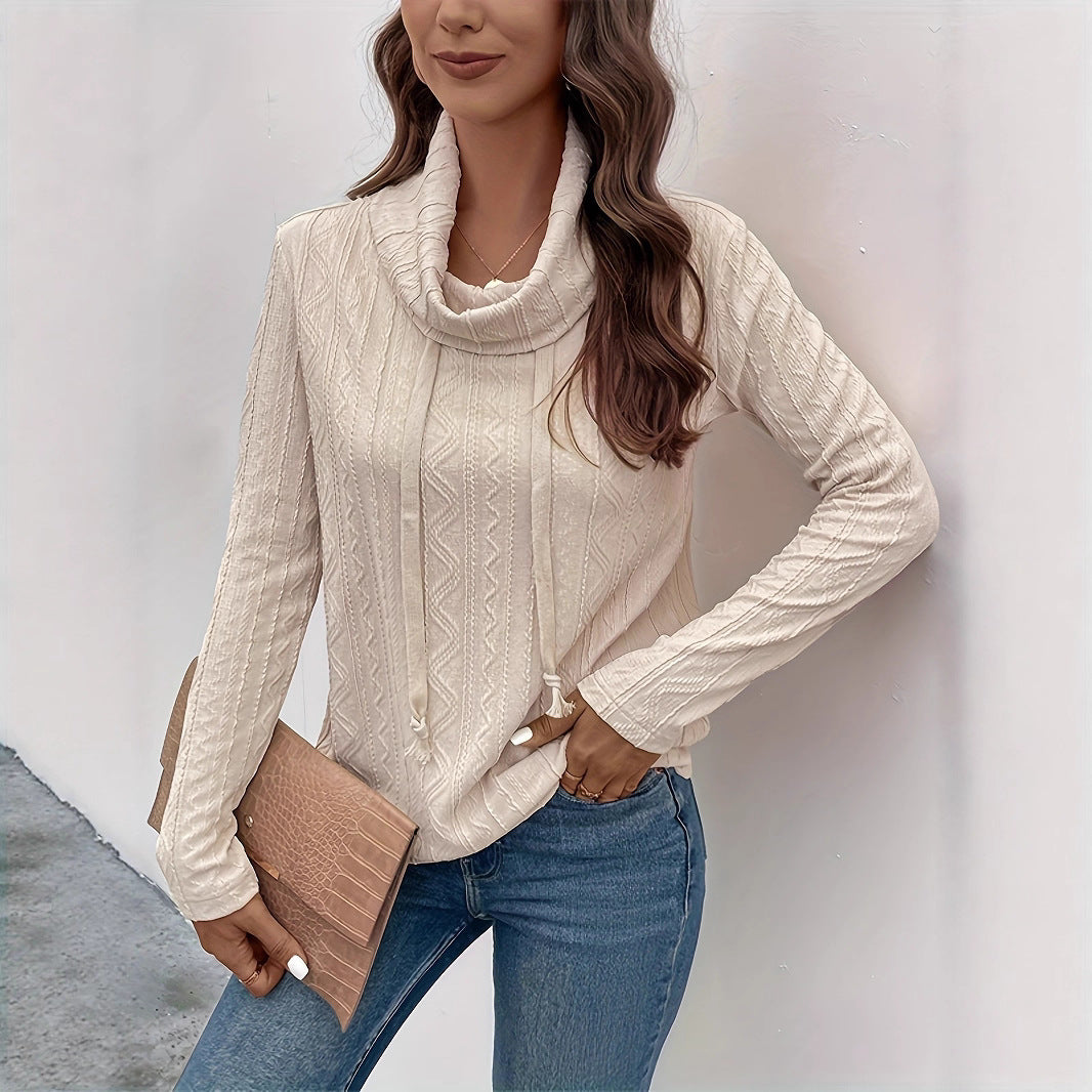 Women's sweater with cowl neck and textured pattern detail and long sleeves Lune London