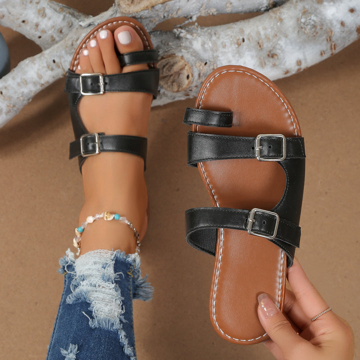 Strap sandals for women with adjustable buckles and ergonomic sole Lune London