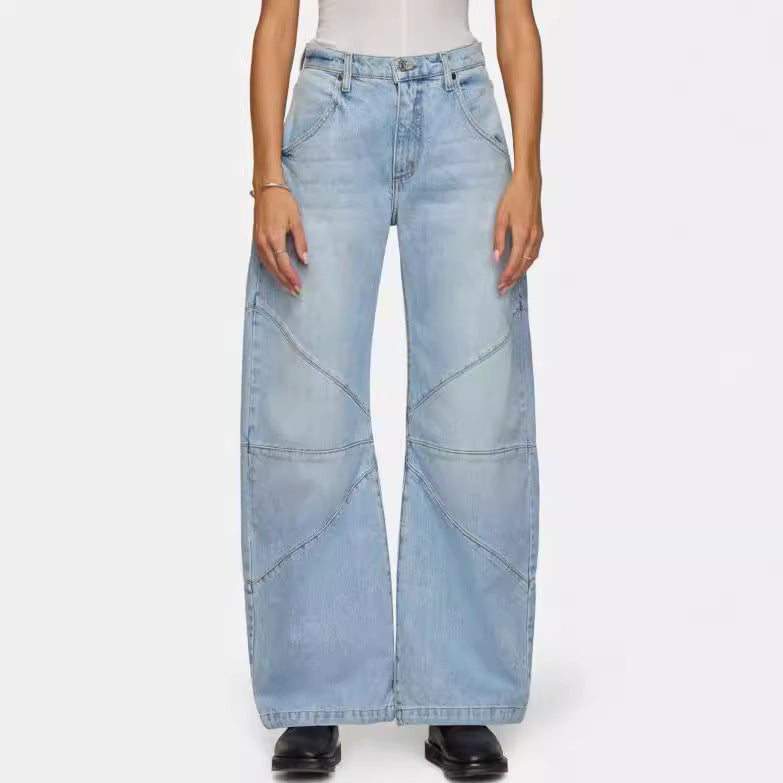 Women's wide jeans with unique seam design in trendy style Lune London