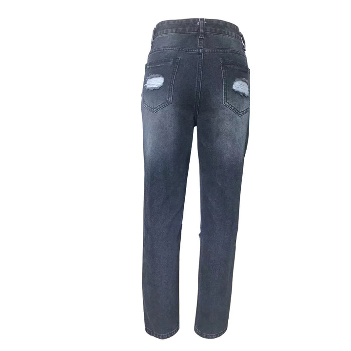 Women's Destroyed Jeans with High Waist and Casual Cut Lune London