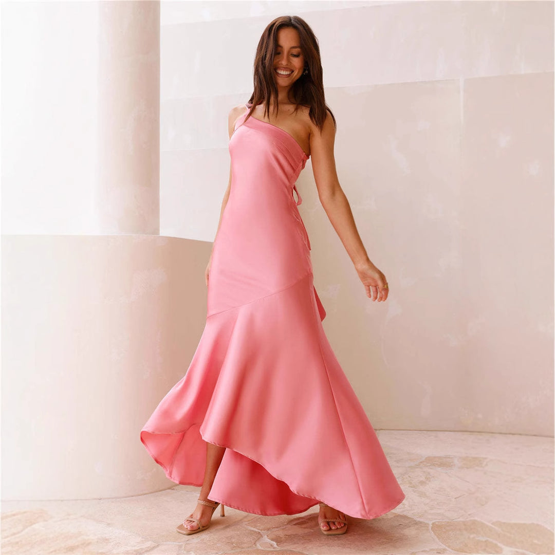 Elegant Maxi Dress for Women with Asymmetrical Strap and Chic & Stylish Floating Fabric