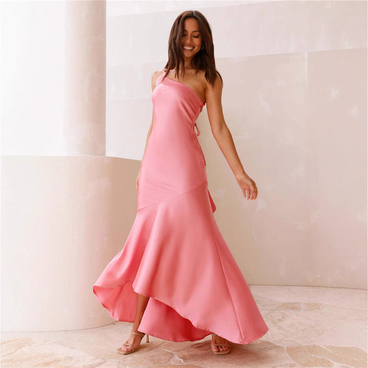 Elegant Maxi Dress for Women with Asymmetrical Strap and Chic & Stylish Floating Fabric