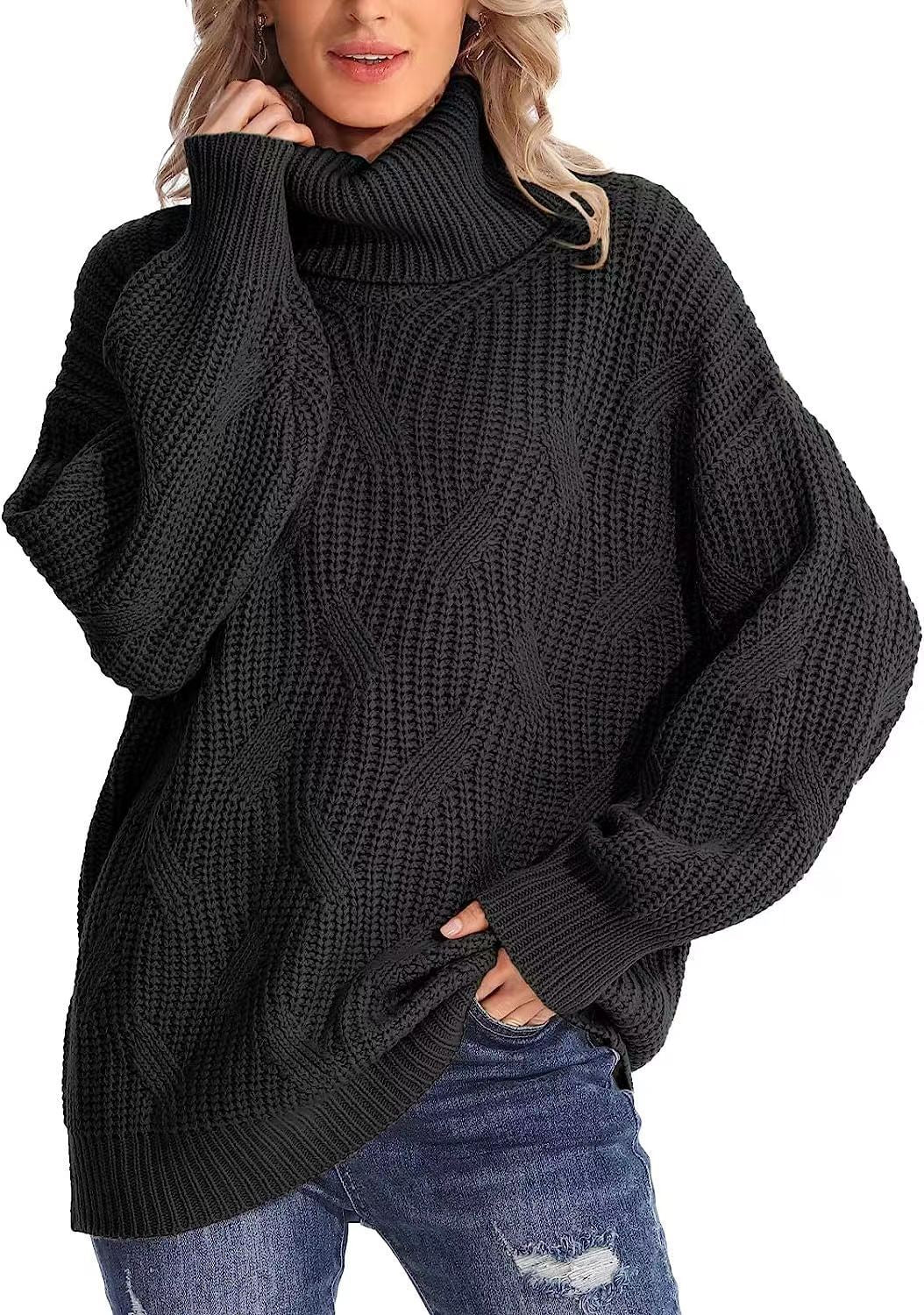 Oversized knitted sweater for women with high neck Lune London
