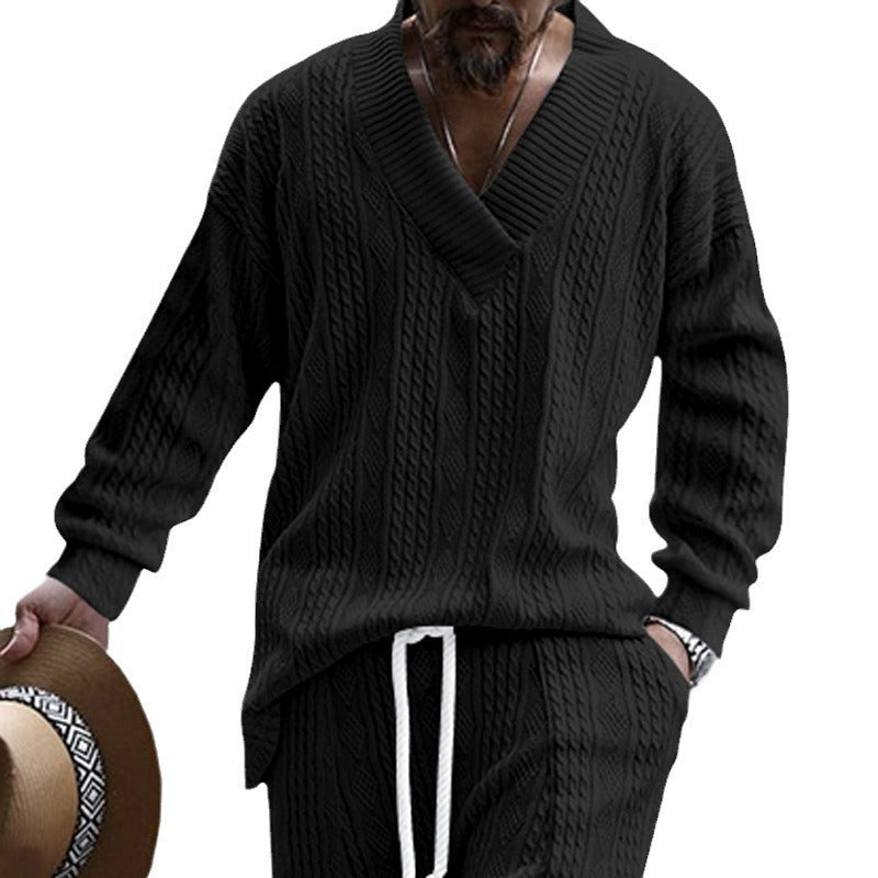 Men's casual knitted sweater with V-neck and modern pattern Chic and style
