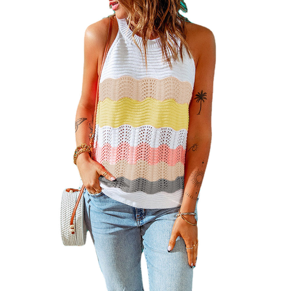 Women Casual Knitted Top with Trendy Color Change Lune London