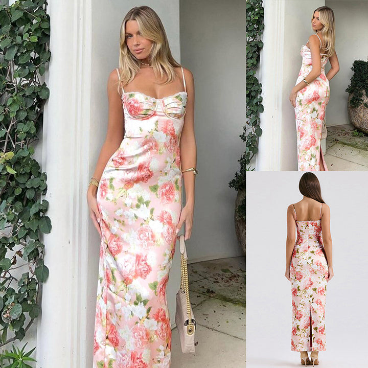 Lune London Floral Print Bodycon Evening Dress for Women