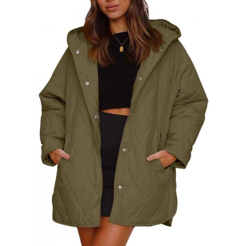 Ladies warm quilted jacket with hood Lune London