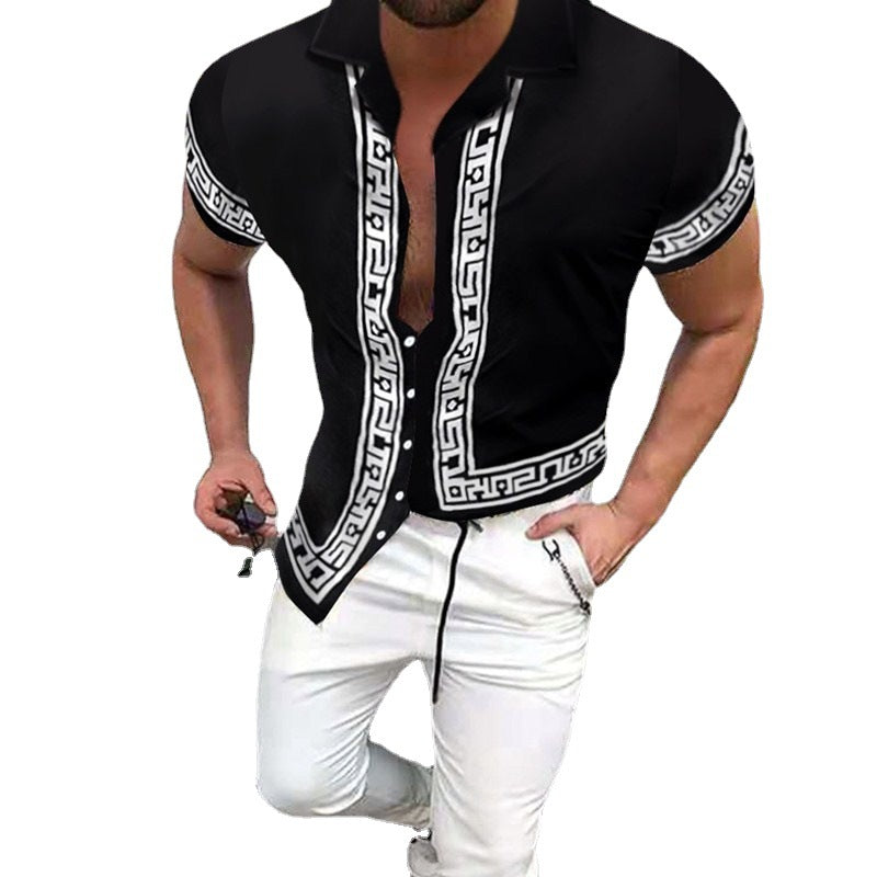 Lune London geometric short sleeve button-up shirt