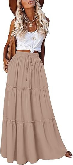 Jupe maxi aérienne pour femmes avec détails de volants Chic & Stil