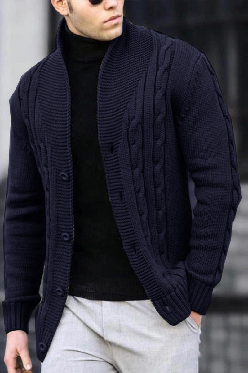 Lune London | Men's cardigan with robust cable pattern and durable button closure