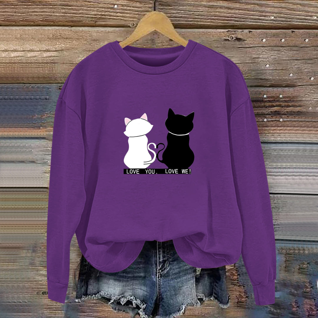 Sweat-shirt pour femmes avec design de chat ludique et impression humoristique Chic & Stil