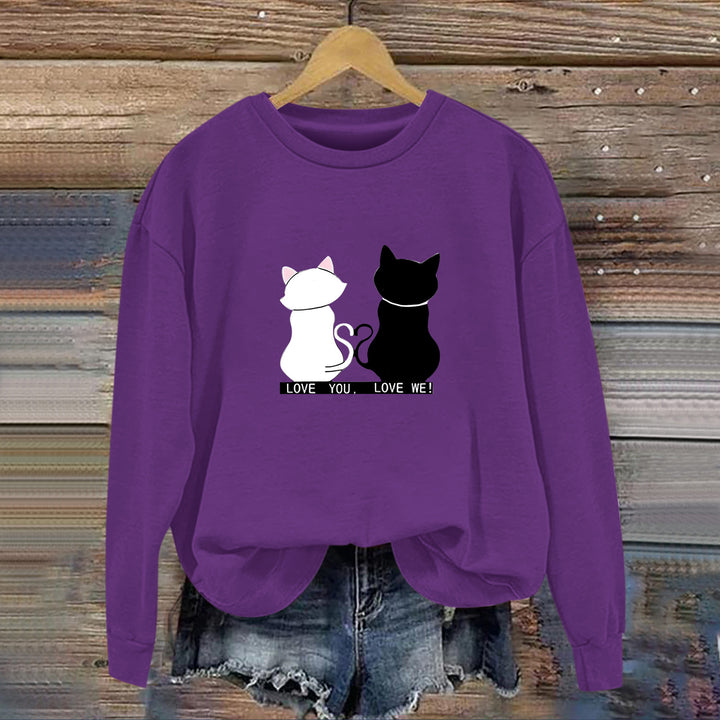 Sweat-shirt pour femmes avec design de chat ludique et impression humoristique Chic & Stil