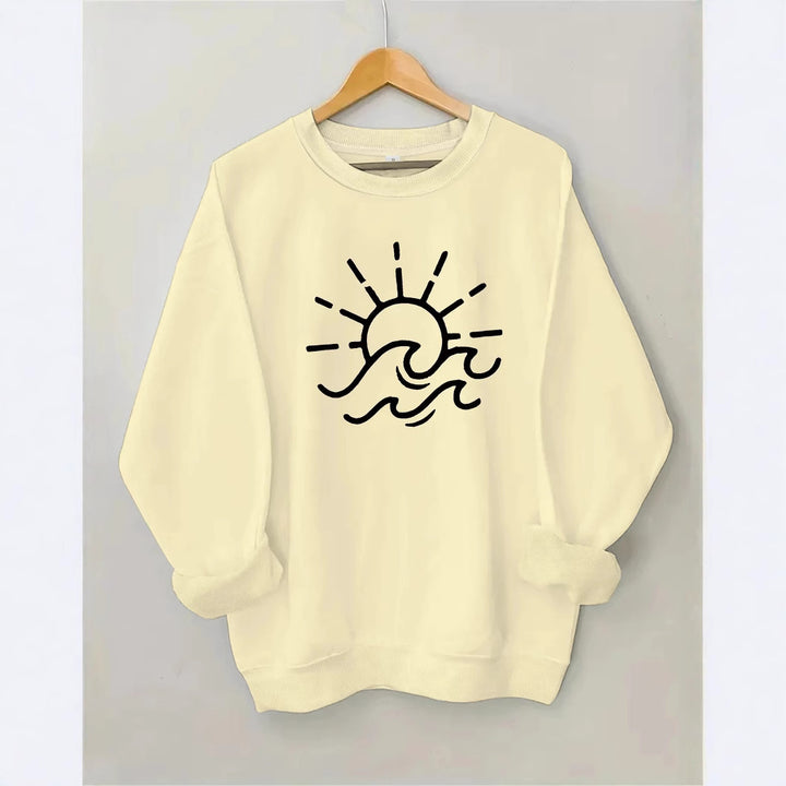 Sweat-shirt pour femmes avec un design créatif de soleil et de vague Chic & Stil