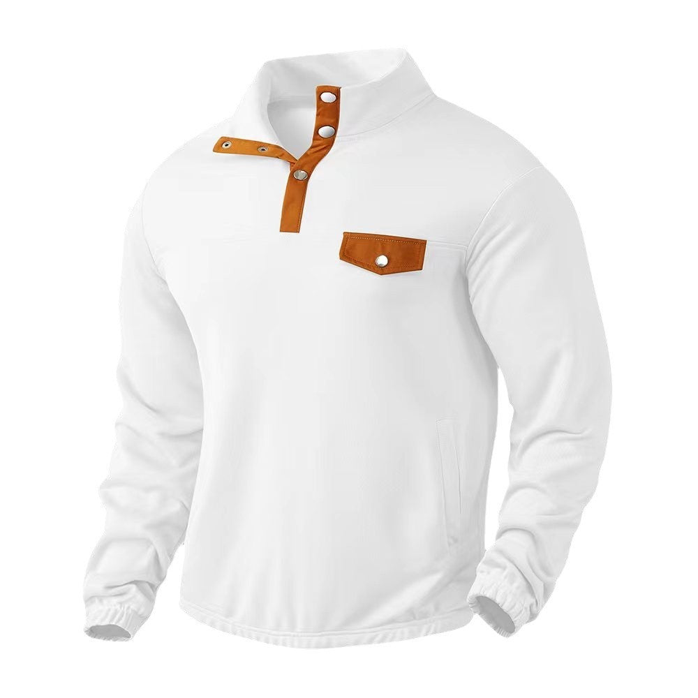 Men's stylish sweater with button placket and pockets Chic and style
