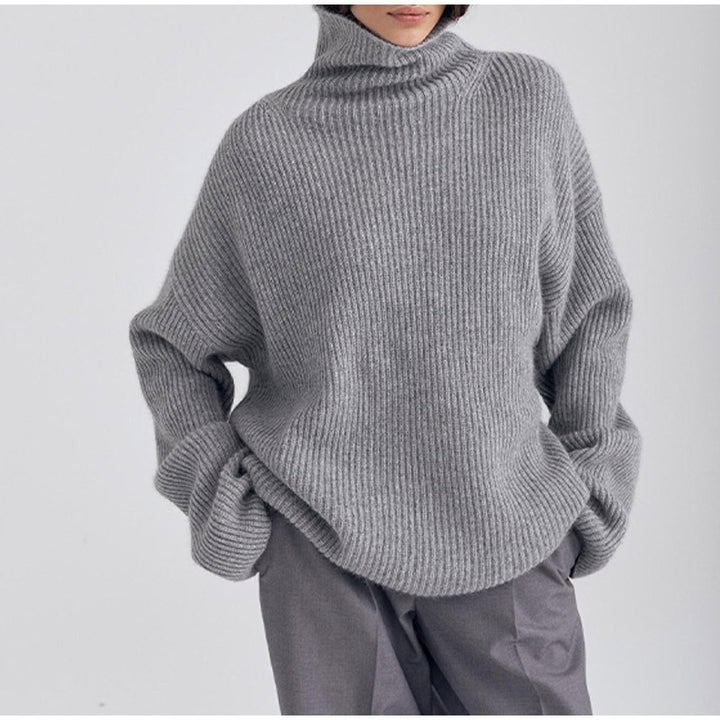 Ladies Large Knit Turtleneck Sweater in High-Quality Material Lune London