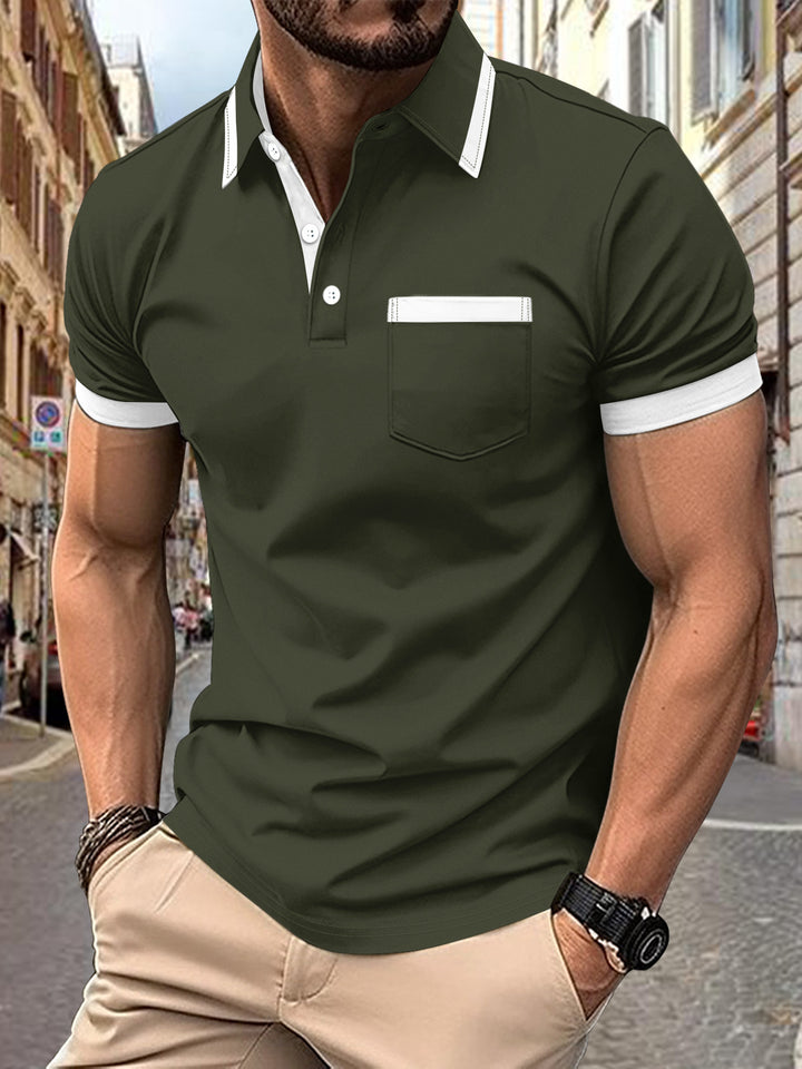 Men's modern polo with contrast collar Lune London
