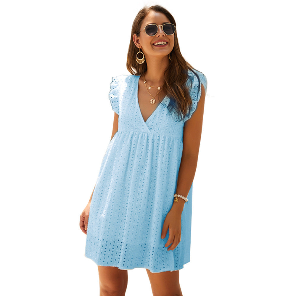 Summer dress for women with eye pattern and voluminous sleeves Lune London