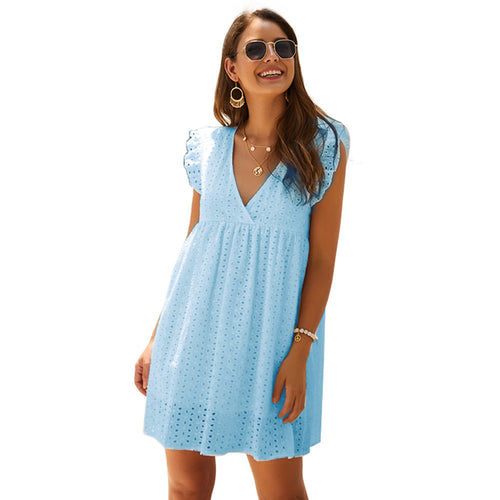 Summer dress for women with eye pattern and voluminous sleeves Lune London