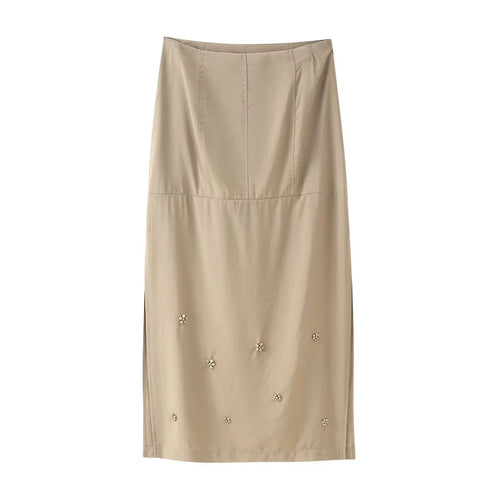 Elegant midi skirt for ladies with floral applications Lune London