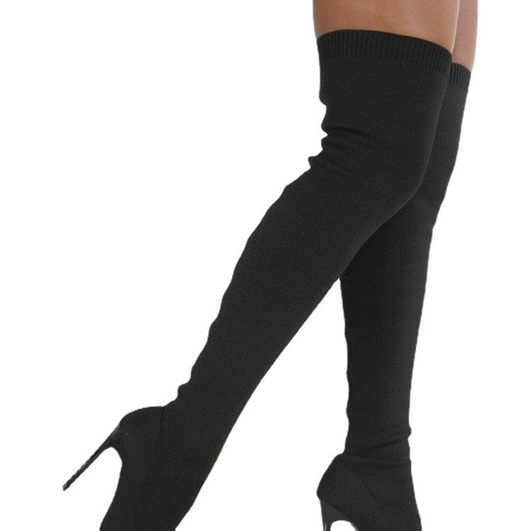 Knee-high women's boots with an elegant heel and high-quality knit structure Lune London