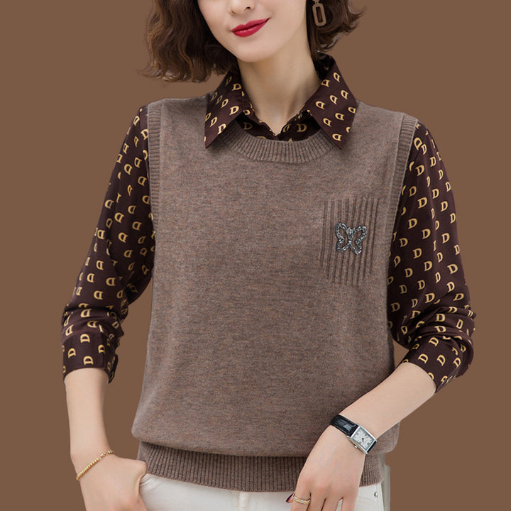 Women Fashion Knitted Vest with Decorative Butterfly Pattern Lune London