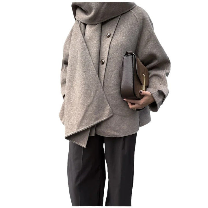 Ladies oversized wool cardigan with practical button placket Lune London