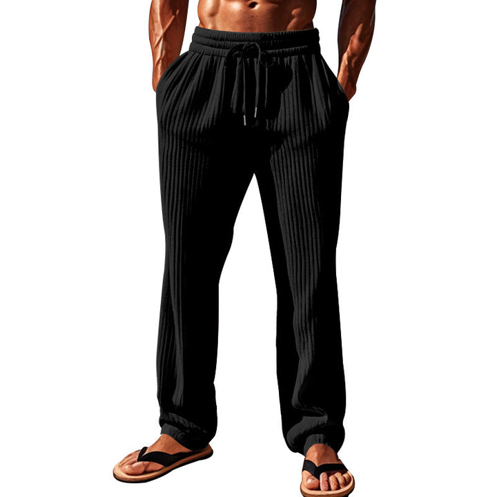 Comfortable leisure pants for men with elastic waistband and decorative ribbed pattern Lune London