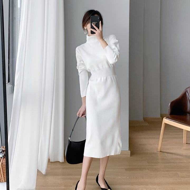 Robe tricotée pour femme avec col haut et design moulant Chic & Stil