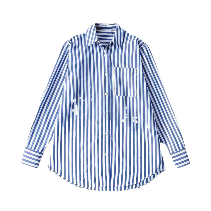 Elegant ladies' shirt with a fine striped pattern and a practical chest pocket Lune London