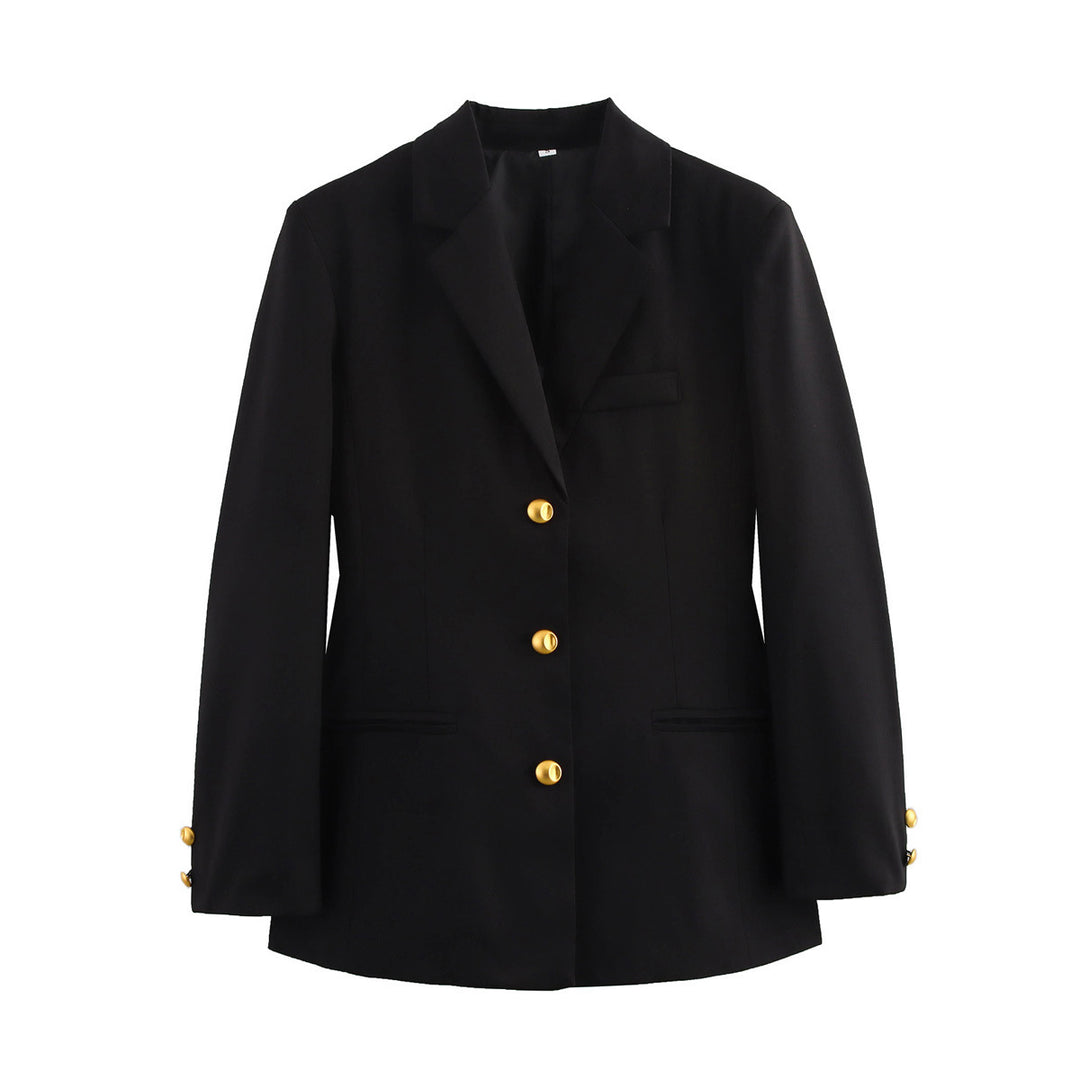 Women modern checked blazer with golden buttons Lune London