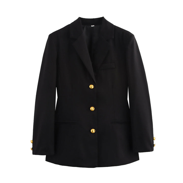 Women modern checked blazer with golden buttons Lune London