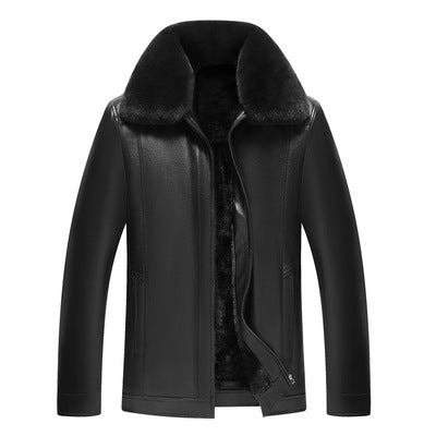 Elegant leather jacket for men with luxurious faux fur collar Lune London