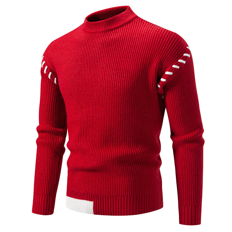 Trendy knitted sweater for men with a high collar and unique cable design Lune London