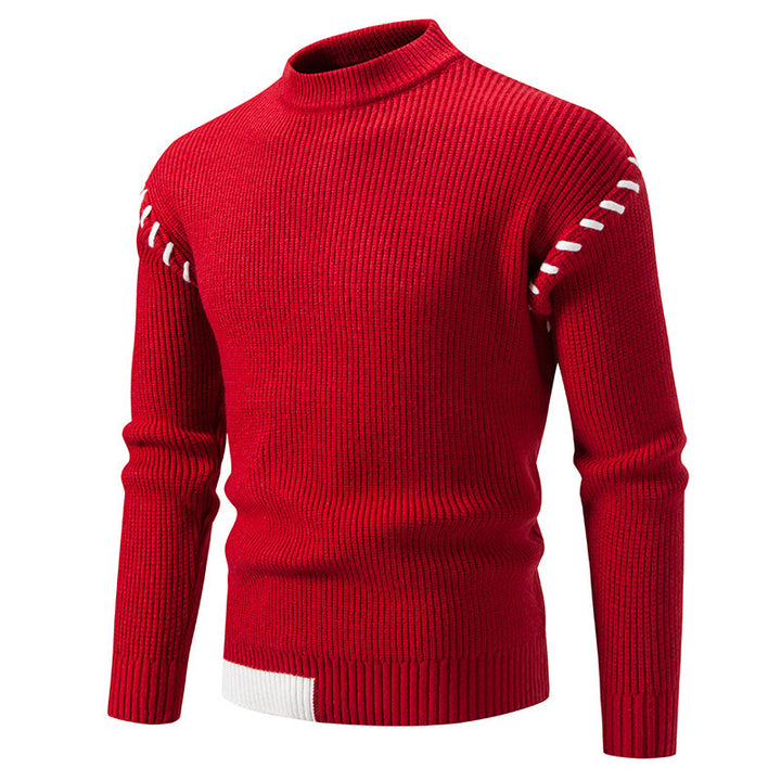 Trendy knitted sweater for men with a high collar and unique cable design Lune London