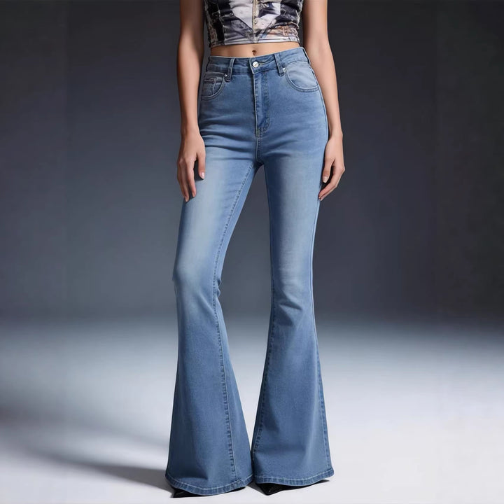 Women's Bootcut Jeans with High Waist and Trendy Wash