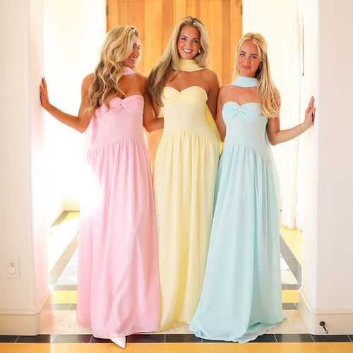 Maxi dress for women with an elegant lace-up bodice and a flowy skirt Lune London