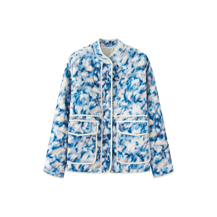 Trendy quilted women's jacket with floral pattern Lune London
