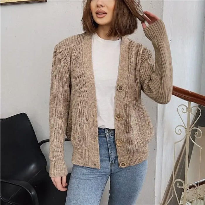 Women Chunky Knit Vest with Buttons Lune London