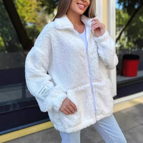 Ladies Cozy Fleece Jacket with High Collar and Practical Pockets Lune London