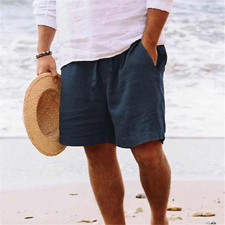 Light linen shorts for men with elastic waistband and practical side pockets Lune London