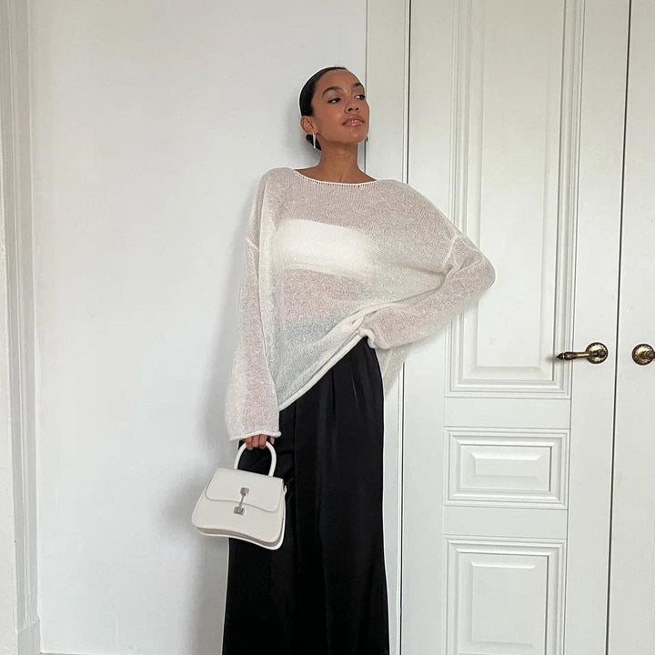 Lightweight knitted jumper for women with sheer effect Lune London