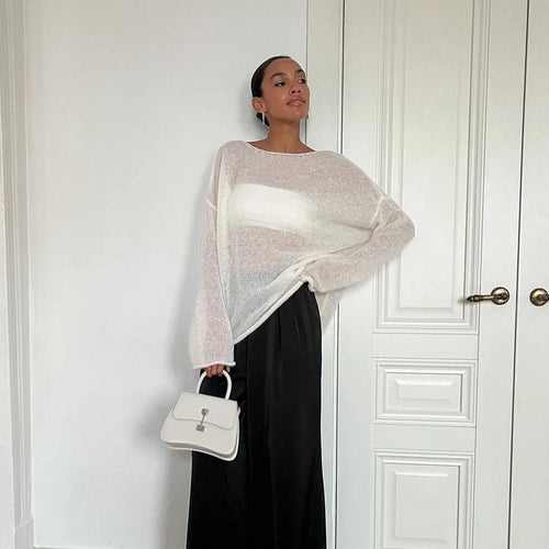 Lightweight knitted jumper for women with sheer effect Lune London
