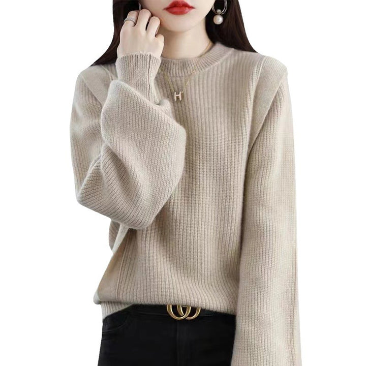 Pull femme en tricot épais avec coupe moderne et décolleté rond Chic & Stil