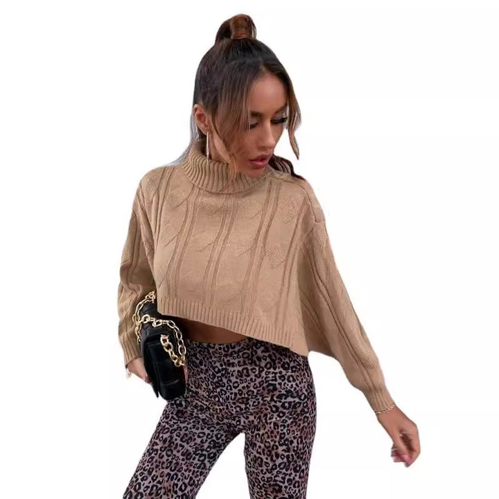 Ladies cropped turtleneck in chunky knit Lune London