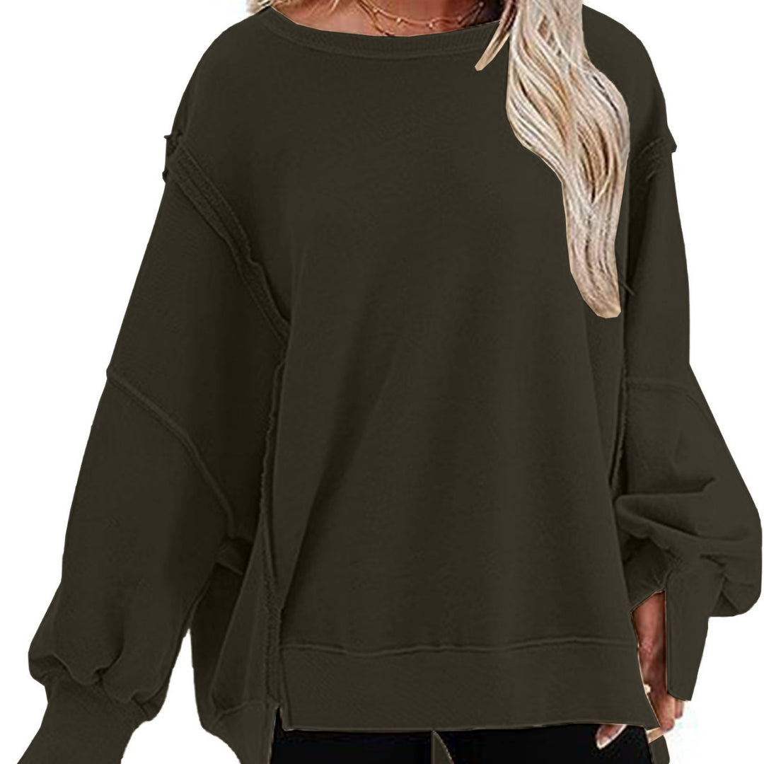 Ladies casual sweatshirt with puff sleeves and side slits Lune London