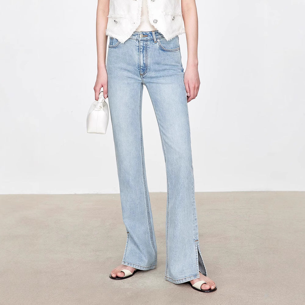 Jean bootcut pour femmes au style vintage avec taille haute Chic & Stil